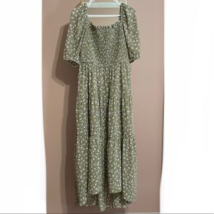 Ann Taylor Smocked bodice floral maxi dress worn once